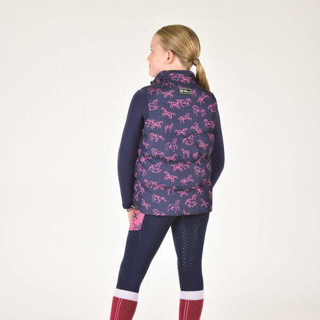 Dublin Kids Patrice Everyday Puffer Vest #colour_navy-frolicking-horses