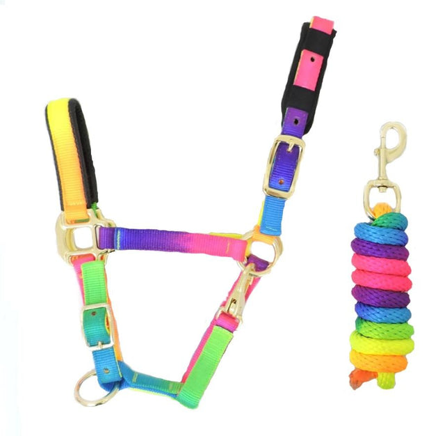 KM Elite Padded Headcollar Rainbow Set #colour_rainbow