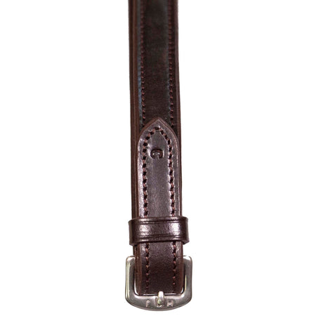 Henry James Smooth Eventer Hybrid Rubber Reins With Leather Stoppers #colour_havana-brown