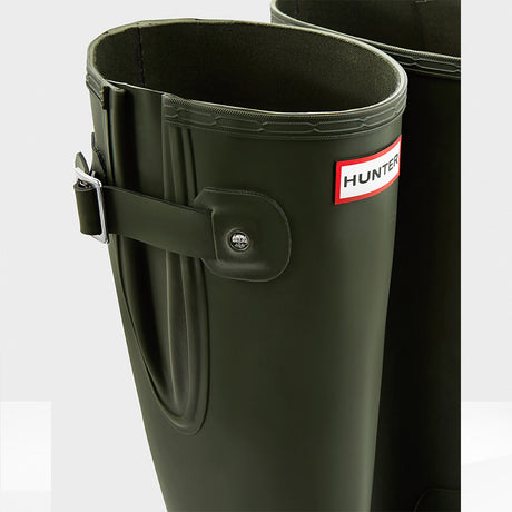 Hunter Original Men's Tall Side Adjustable Dark Olive Wellington Boots#colour_dark-olive