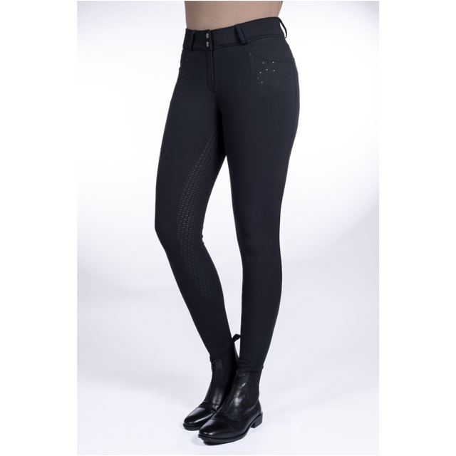 HKM Savona Style Silicone Full Seat Riding Breeches #colour_black