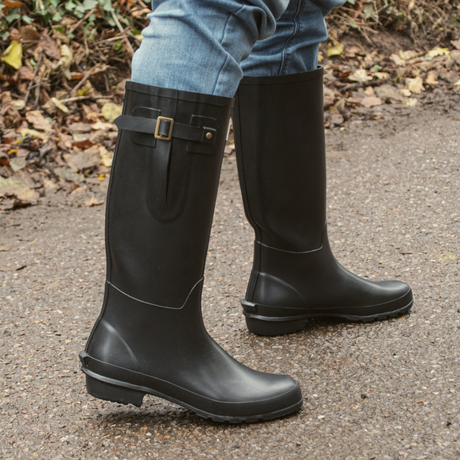 GS Equestrian Mens Black Hexworthy Wellington Boots#colour_black