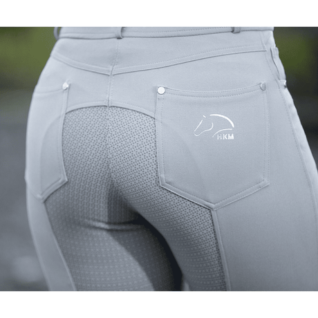 HKM 5 Pockets Style Silicone Full Seat Riding Breeches #colour_grey